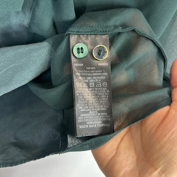 Ted Baker silk trim pleated blouse size 2 Small - Picture 4 of 7